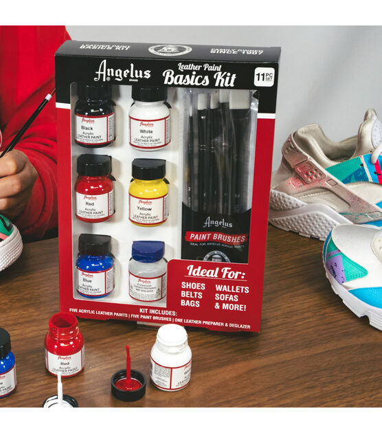 Angelus Leather Paint Basics Kit, Contains 1 Ounce Bottles Of Black, White,  Red