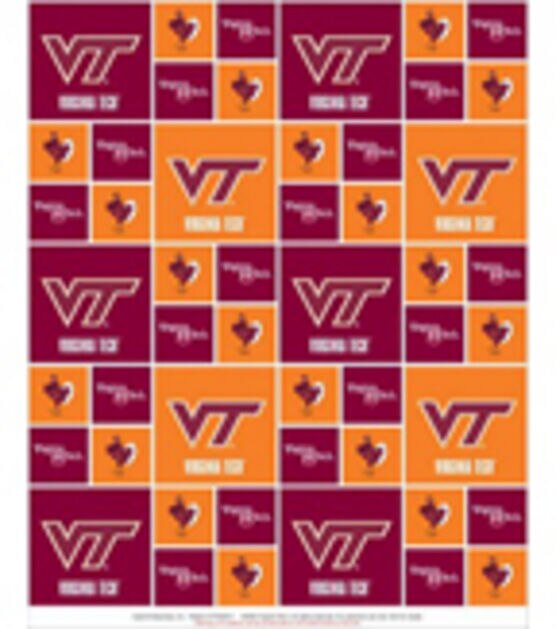 Virginia Tech Hokies Cotton Fabric Block