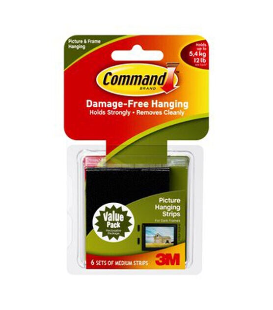 Medium Black Command Picture Hanging Strips (4)