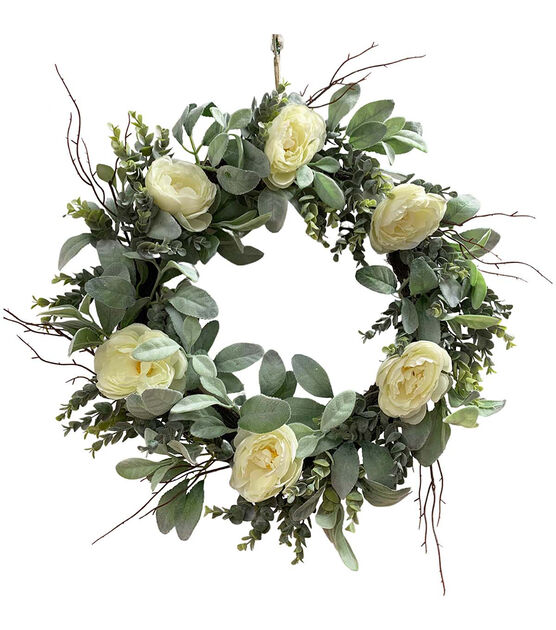 23 White Forsythia Wreath by Bloom Room