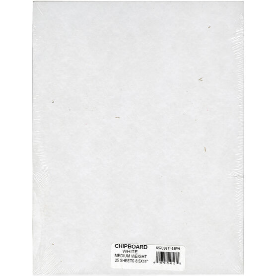 Grafix Medium Weight Chipboard Sheets 8.5"X11" 25 Pkg White