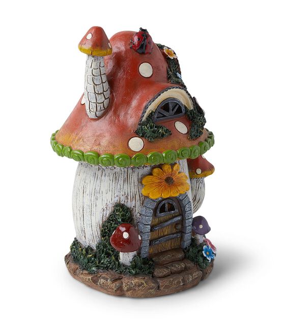 12" Spring Mushroom House Outdoor Solar Garden Statue by Place & Time, , hi-res, image 3