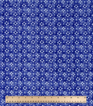 Blue Flowers & Bees Quilt Cotton Fabric by Keepsake Calico