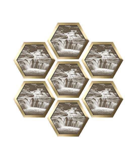 9pc Gold Hexagon Wall Frame Set by Place & Time