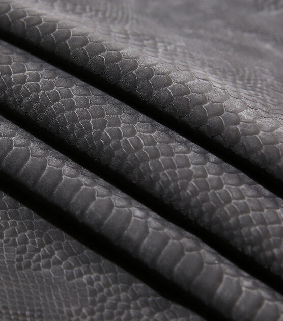 Black Faux Reptile Leather Fabric, , hi-res, image 3