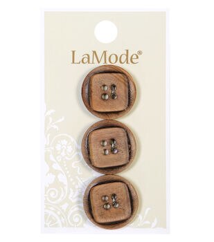 La Mode 3/4 Brown 2 Hole Buttons 2pk