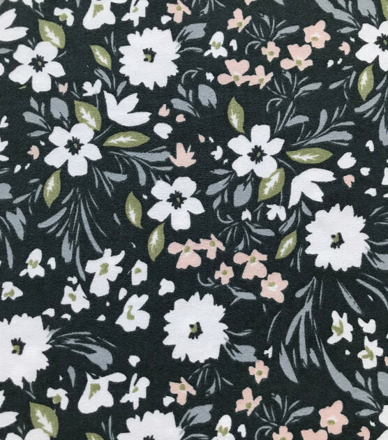 Navy Floral Double Brush Jersey Knit Fabric, , hi-res, image 3