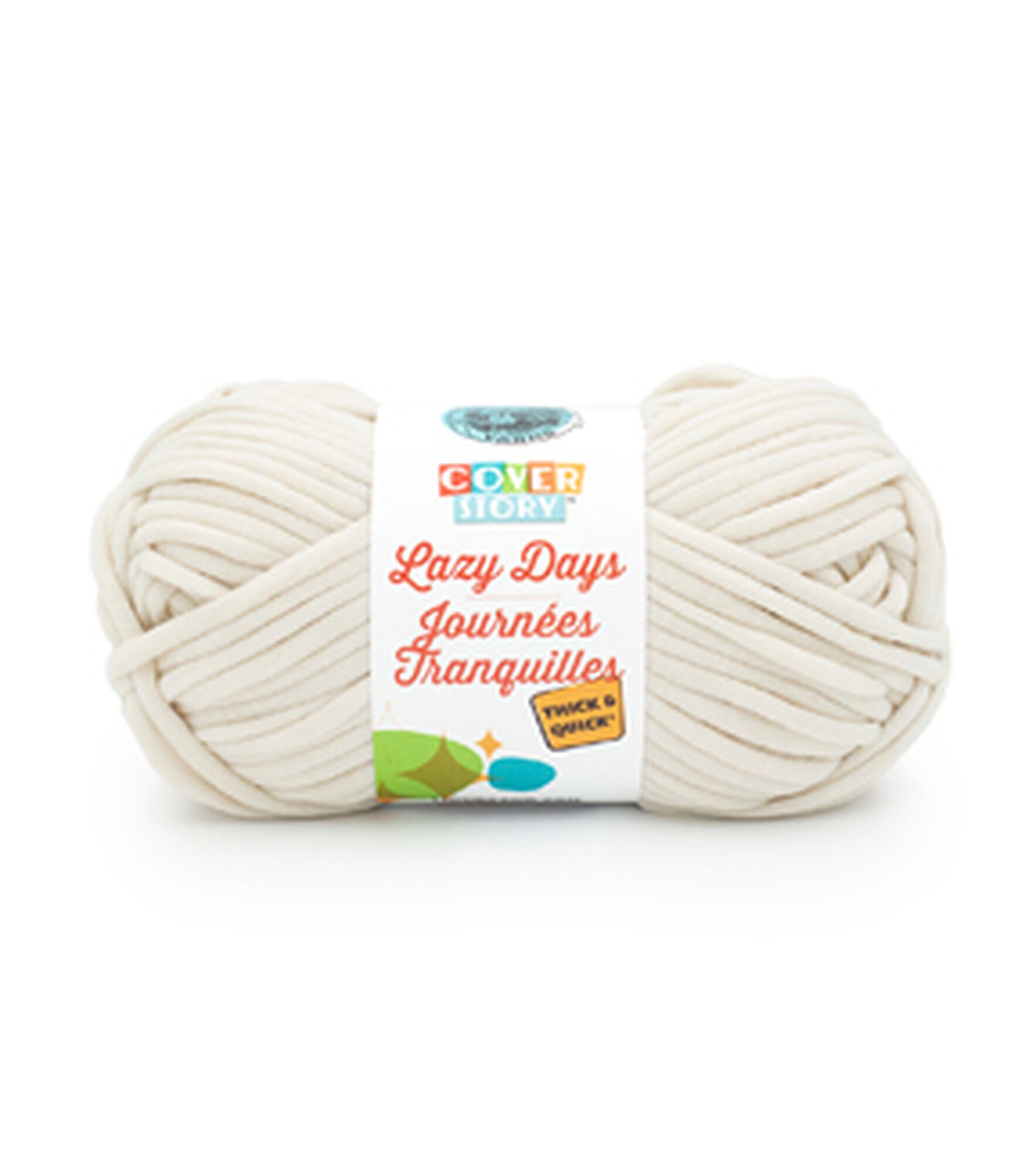 Lion Brand Cover Story Lazy Days Thick & Quick Super Bulky Polyester Yarn, Cream, hi-res