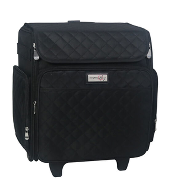 Everything Mary 15.5 Black Quilted Collapsible Rolling Craft Bag