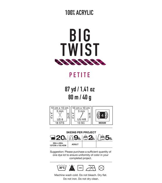 Petite 87yds Worsted Acrylic Yarn by Big Twist, , hi-res, image 2