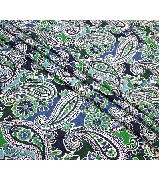 Green Paisley Cotton Canvas Fabric, , hi-res, image 2