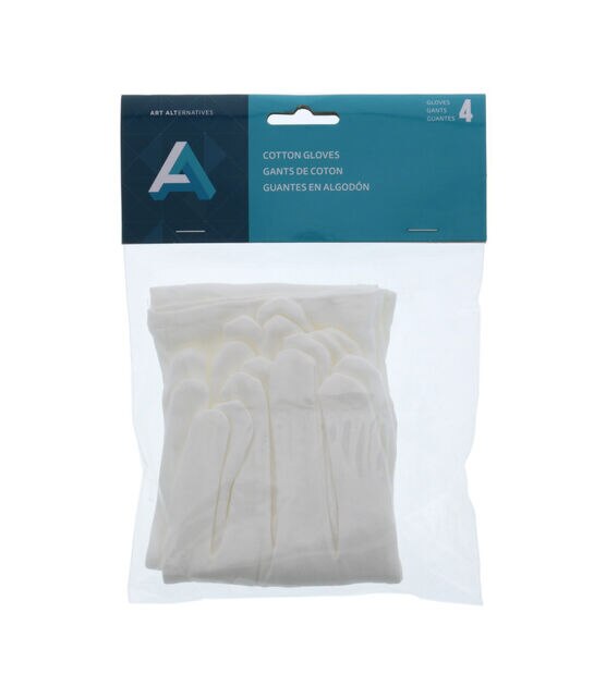 Art Alternatives Soft White Cotton Gloves 4pk