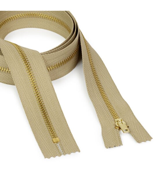 Dritz Home 30" Brass Upholstery Zipper, Beige, , hi-res, image 2