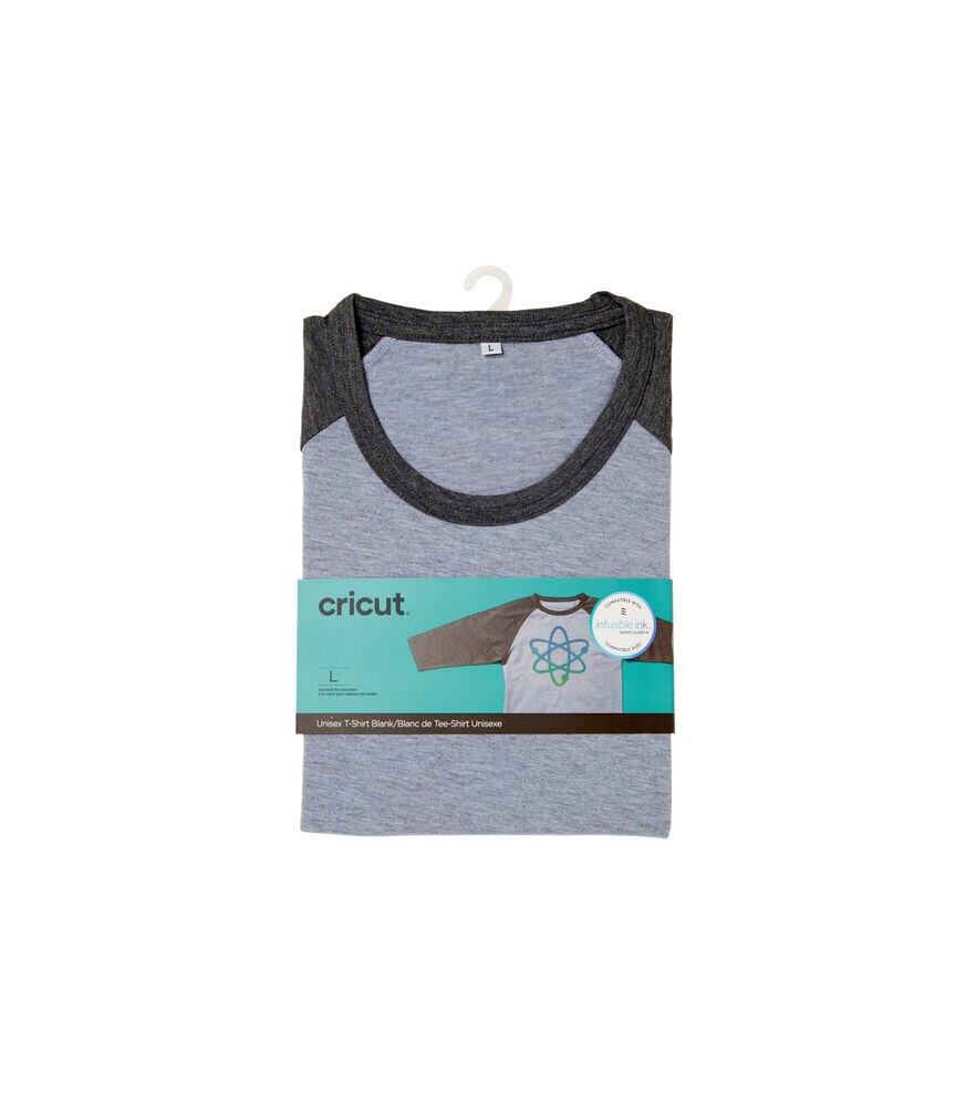 Cricut Gray Unisex Adult Raglan Baseball T Shirt Blank, Large, swatch