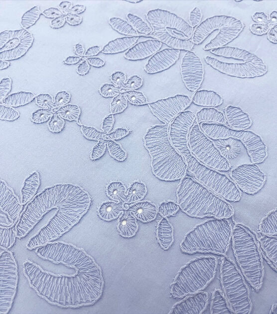 White Cotton Fabric With Embroidered Flower, Eyelet Embroidery Flower Fabric,  Dress Blouse Fabric 1/2 Yard 