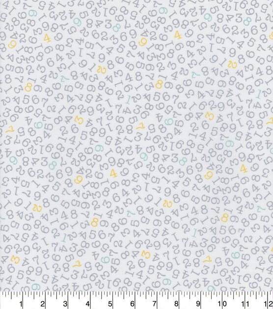 Hi Fashion Numbers on Gray Cotton Nursery Fabric, , hi-res, image 2