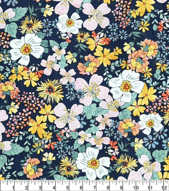 1970S Floral Fabric Retro Cotton Print Digital Printed Fabric By