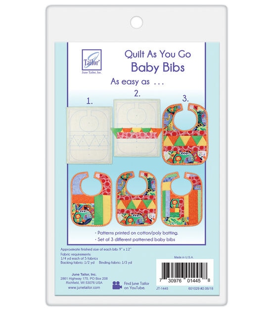 June Tailor Company Baby Bibs Quilt As You Go Kit, Polyester Novelty