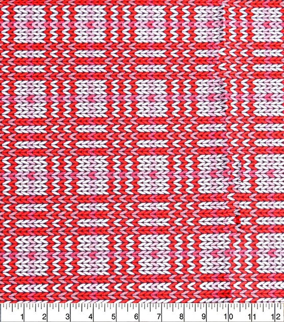Red Knitted Plaid Cotton Fabric by Keepsake Calico, , hi-res, image 2