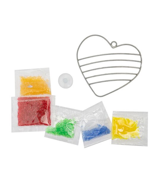 7pc Kids Make It & Bake It Rainbow Heart Suncatcher Kit - Kids Painting Kits - Kids