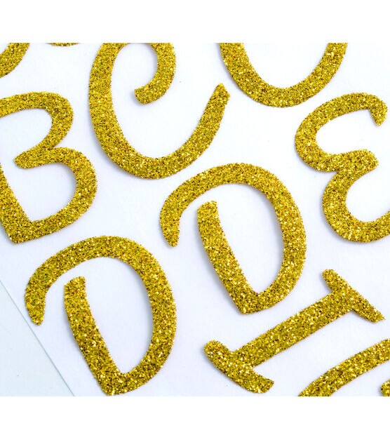 Wrights Iron-On Glitzerz Letters 1-1/4-Gold Multi-Colored