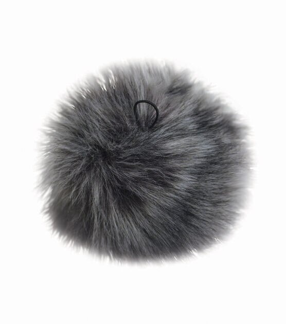 5'' Gray Wolf Faux Fur Pom & Loop by K+C