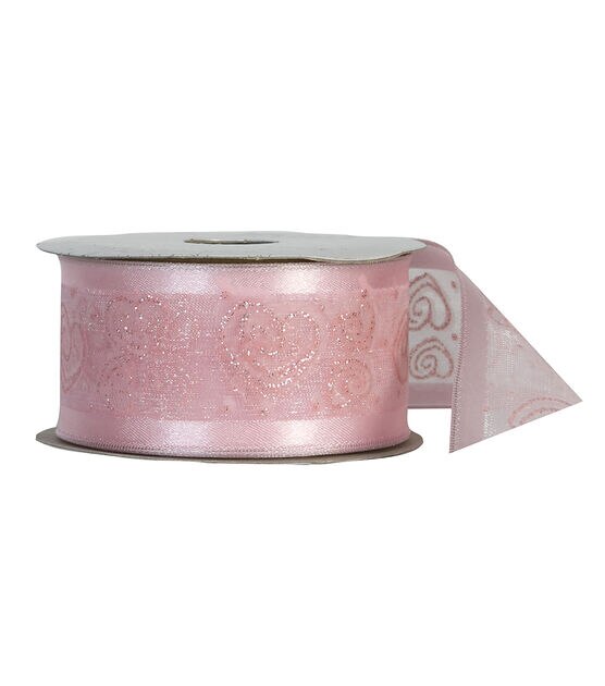 1.5 Iridescent Glitter Satin Ribbon: Pink (10 Yards) [RGA181622] 