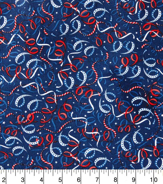 Patriotic Stars & Ribbons Cotton Fabric, , hi-res, image 2