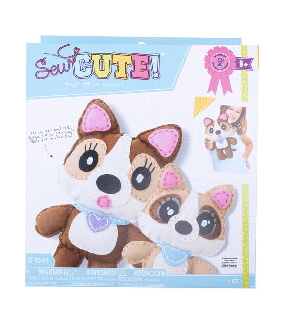 American Crafts 55pc Kids Sew Cute Dog & Puppy Softie Kit