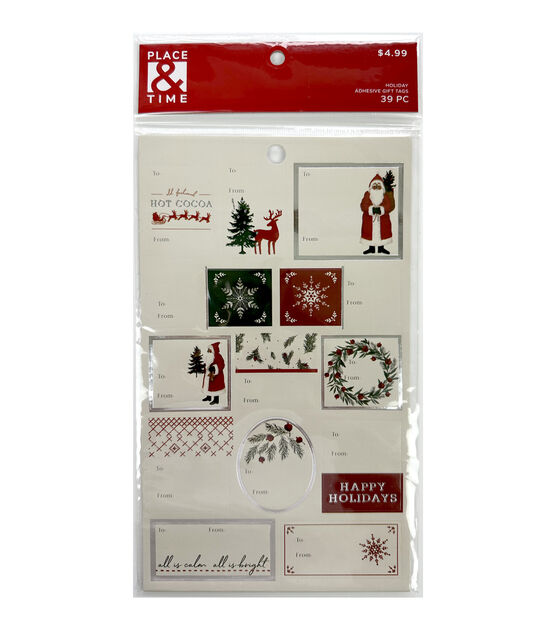 39pc Christmas Cream Seasons Greetings Sticker Gift Tags by Place ...