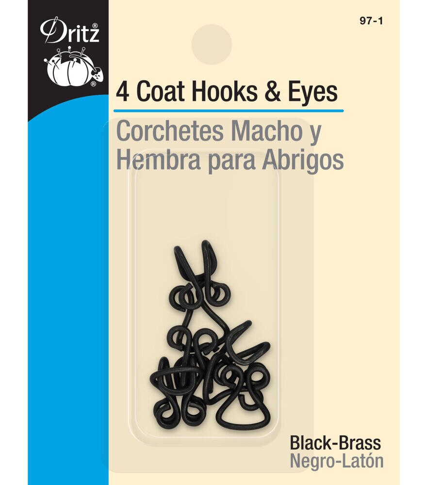 Dritz Coat Hooks & Eyes 4/Pkg-Black