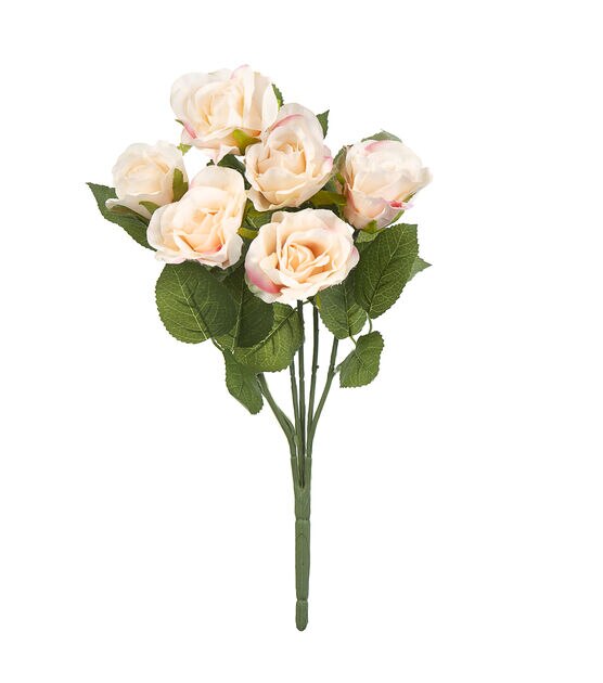 17" Pink & Cream Rose Bush by Bloom Room