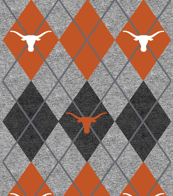 Texas Longhorns Fleece Fabric Heather Argyle, , hi-res, image 2