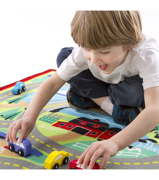 Melissa & Doug 5ct Round the Town Road Rug & Car Set, , hi-res, image 5