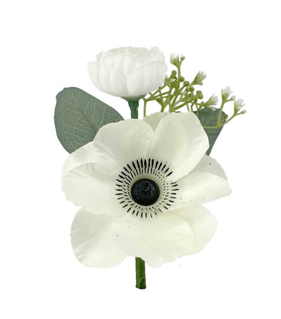 4.5" Spring White Anemone & Ranunculus Pick by Bloom Room