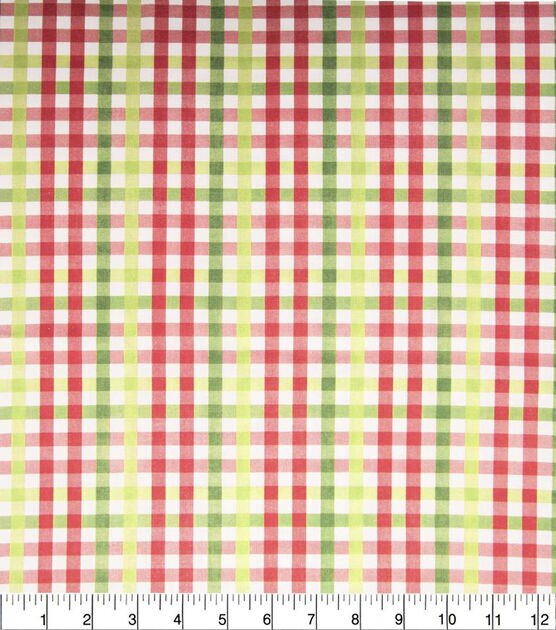 Red & Green Gingham Pattern Christmas Cotton Fabric, , hi-res, image 2