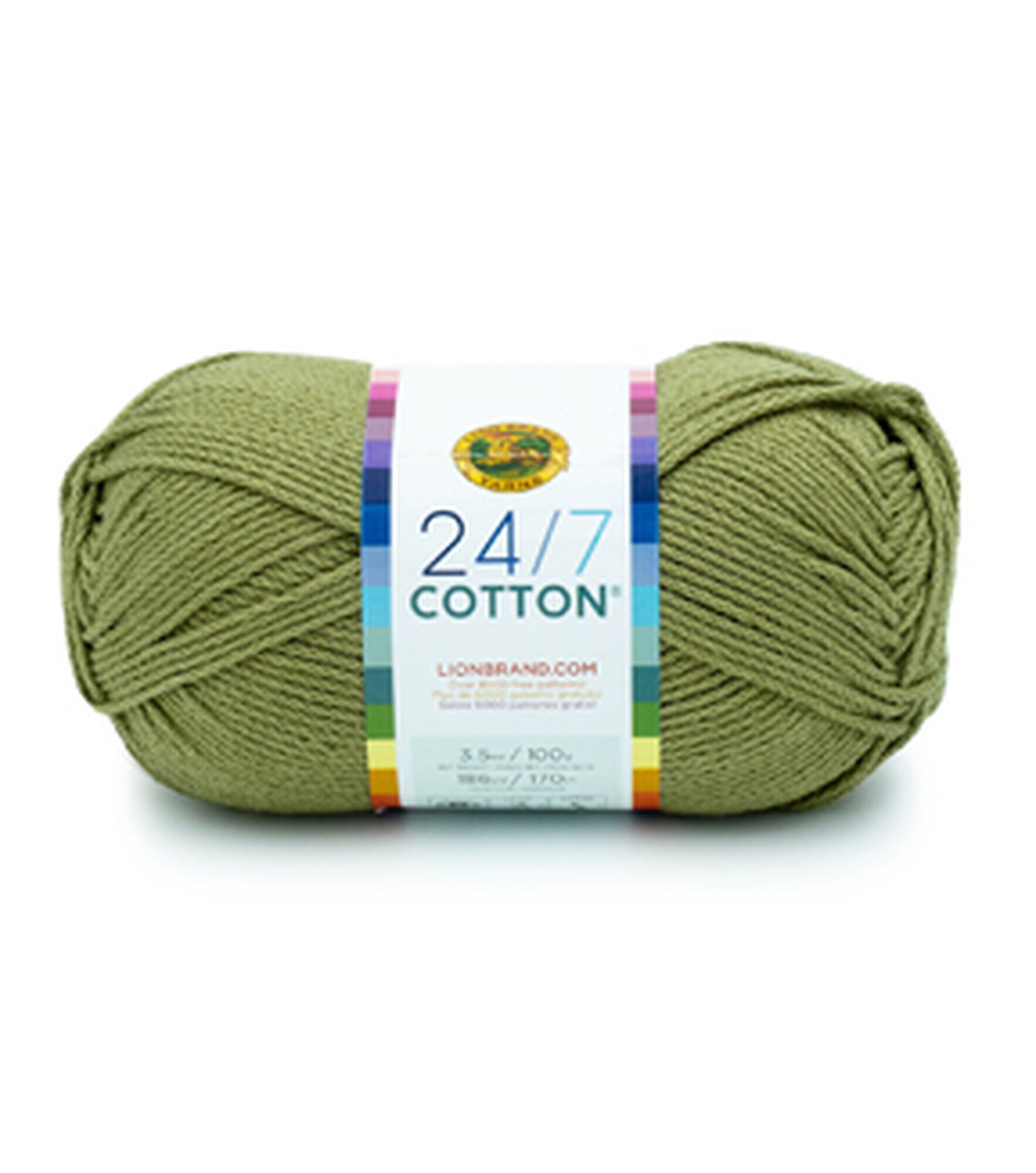 Lion Brand 24/7 Cotton 186yds Worsted Cotton Yarn, Bayleaf, hi-res