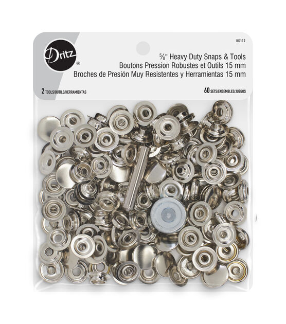 Dritz Heavy Duty Snap Fastener Kit, 7 Sets, Nickel