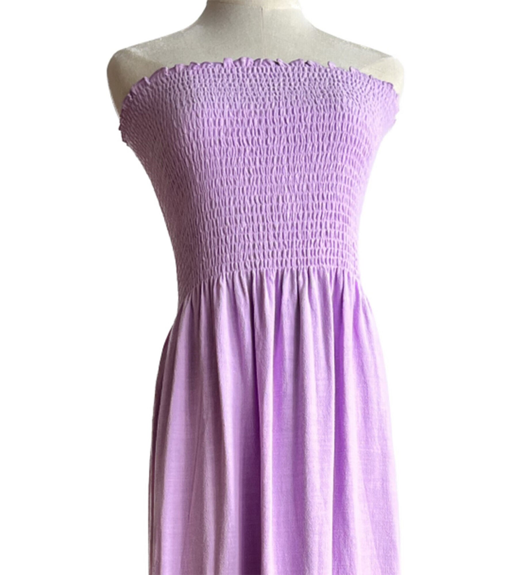 Solid Smocked Linen Fabric, Purple, hi-res