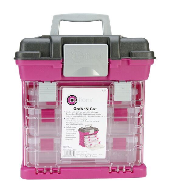 Pink Power 16 x 10 Pink Craft Tool Box Organizer Set 2ct