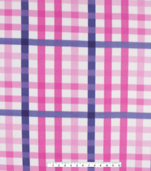 Cute Pink Plaid Blizzard Fleece Fabric