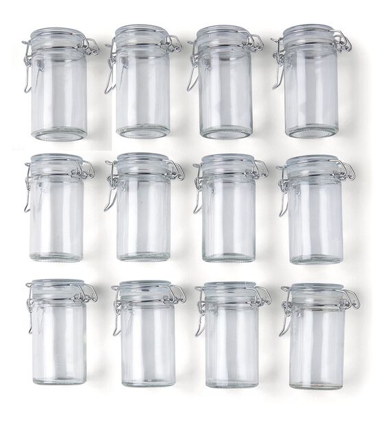 Glass Spice Jars with Bamboo Lids. 6oz Glass Jars with Lids. 12x