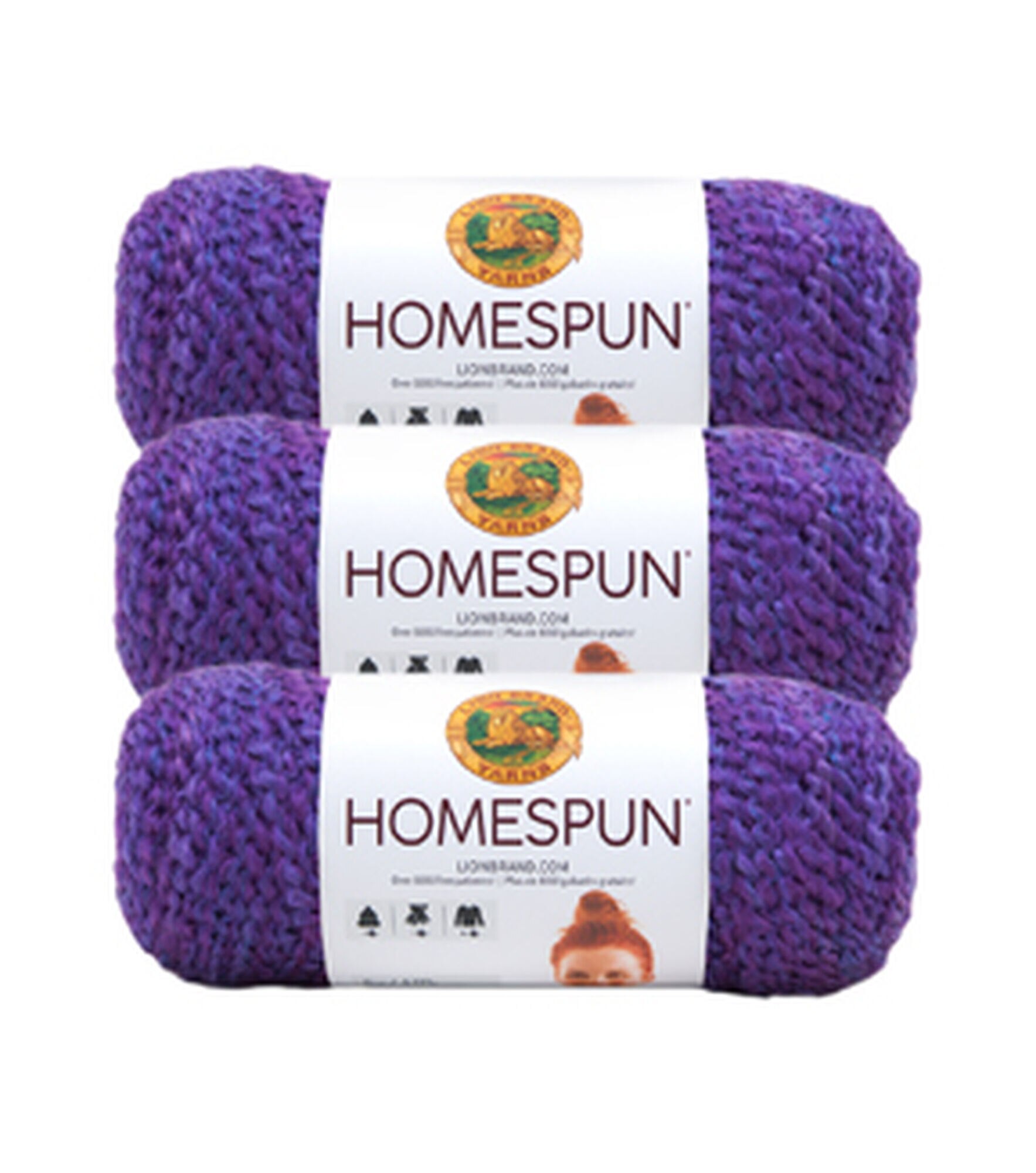 Lion Brand Homespun 185yds Bulky Acrylic Yarn 3 Bundle, Purple Haze, hi-res