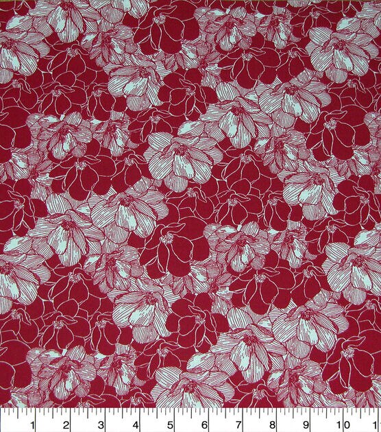 Red Sketch Floral Quilt Cotton Fabric by Quilter's Showcase