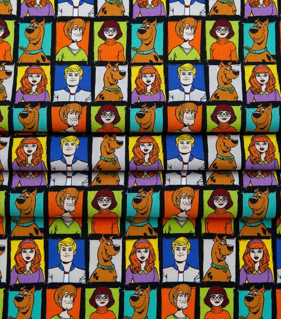 Scooby Doo Profile Blocks Cotton Fabric, , hi-res, image 3