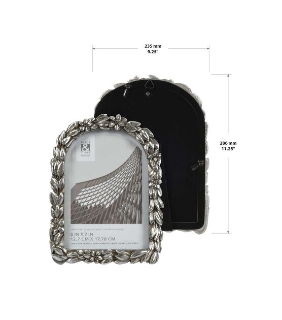 5" x 7" Silver Sculpted Leaf Tabletop Picture Frame by Place & Time, , hi-res, image 5