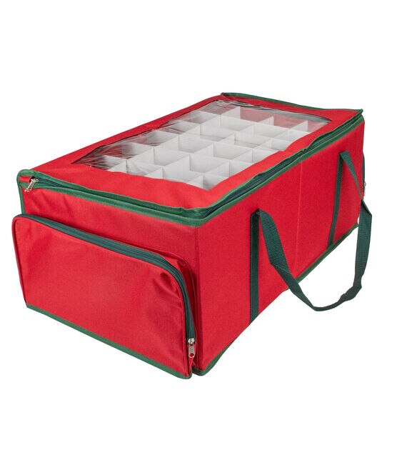Northlight 24 Red and Green Christmas Ornament Storage Bag with Removable Dividers