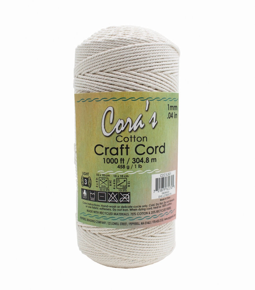 Cora's Cotton Craft Cord - Natural - 4mm - 75-feet - Craft Warehouse