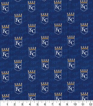 MLB - Kansas City Royals Blue Gold Yardage Size 58/60 Cotton Novelty | Fabric Traditions