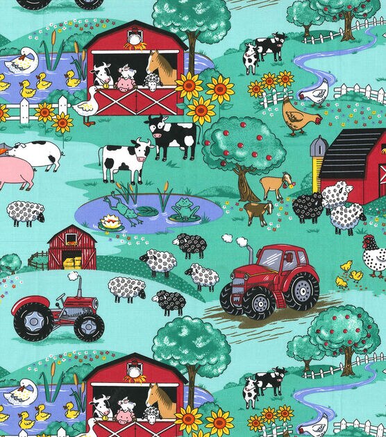 Fabric Traditions Novelty Cotton Fabric Country Farm Scene, , hi-res, image 2
